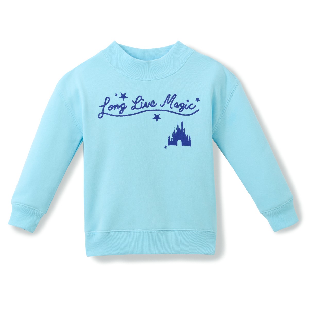 Light blue Fantasyland Castle pullover with Long Live Magic lettering