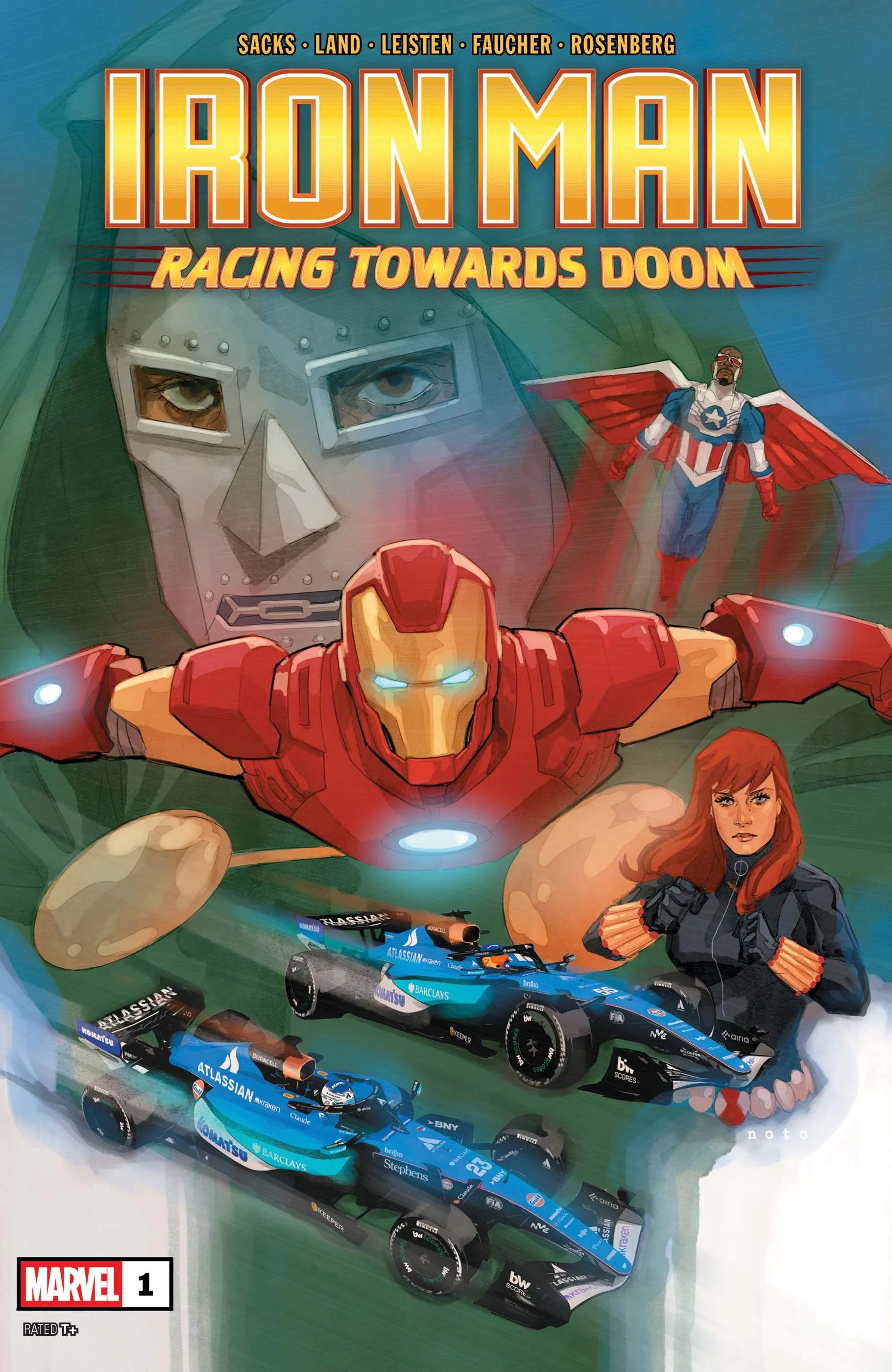 Iron Man: Racing Towards Doom #1 cover featuring Iron Man and a Williams Formula 1 car