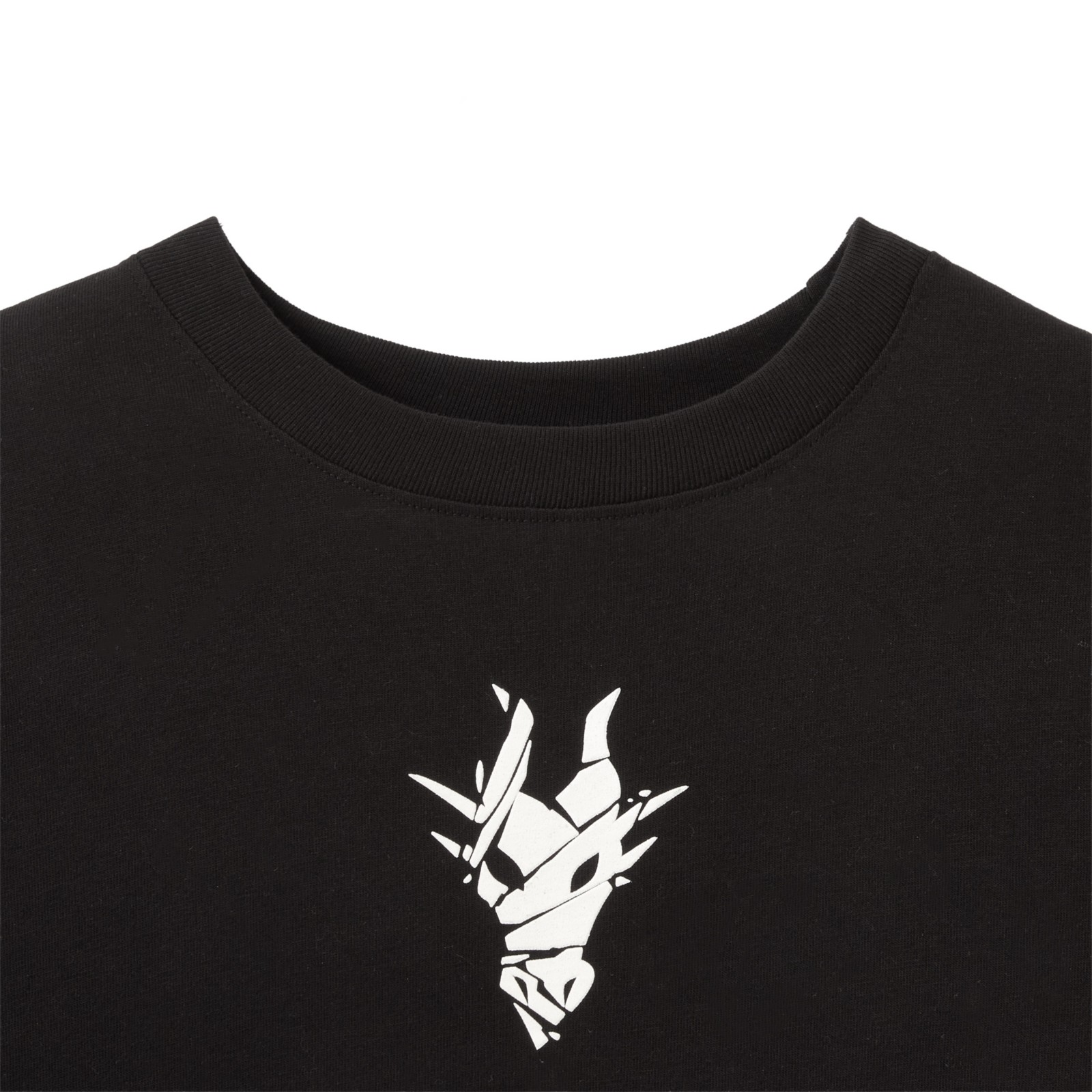 Close view of the dragon symbol on the Maleficent T-shirt