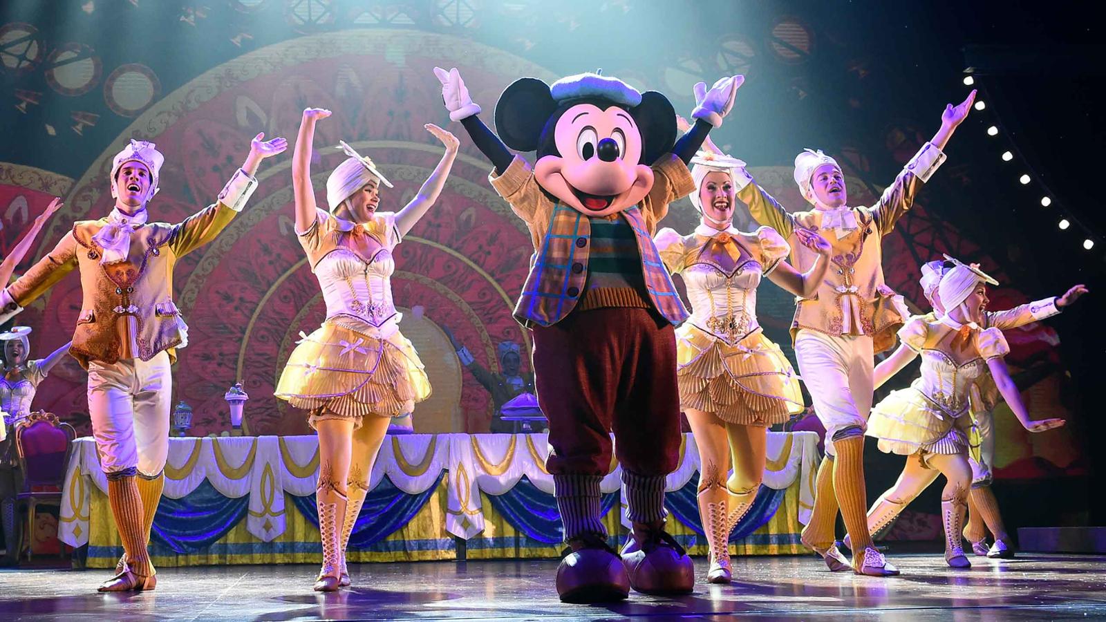Mickey Mouse and dancers perform in Mickey and the Magician at Disneyland Paris