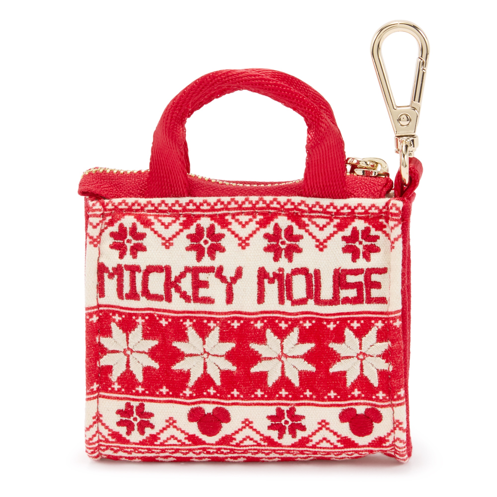 Back view of the Mickey Mouse Fair Isle micro tote bag charm