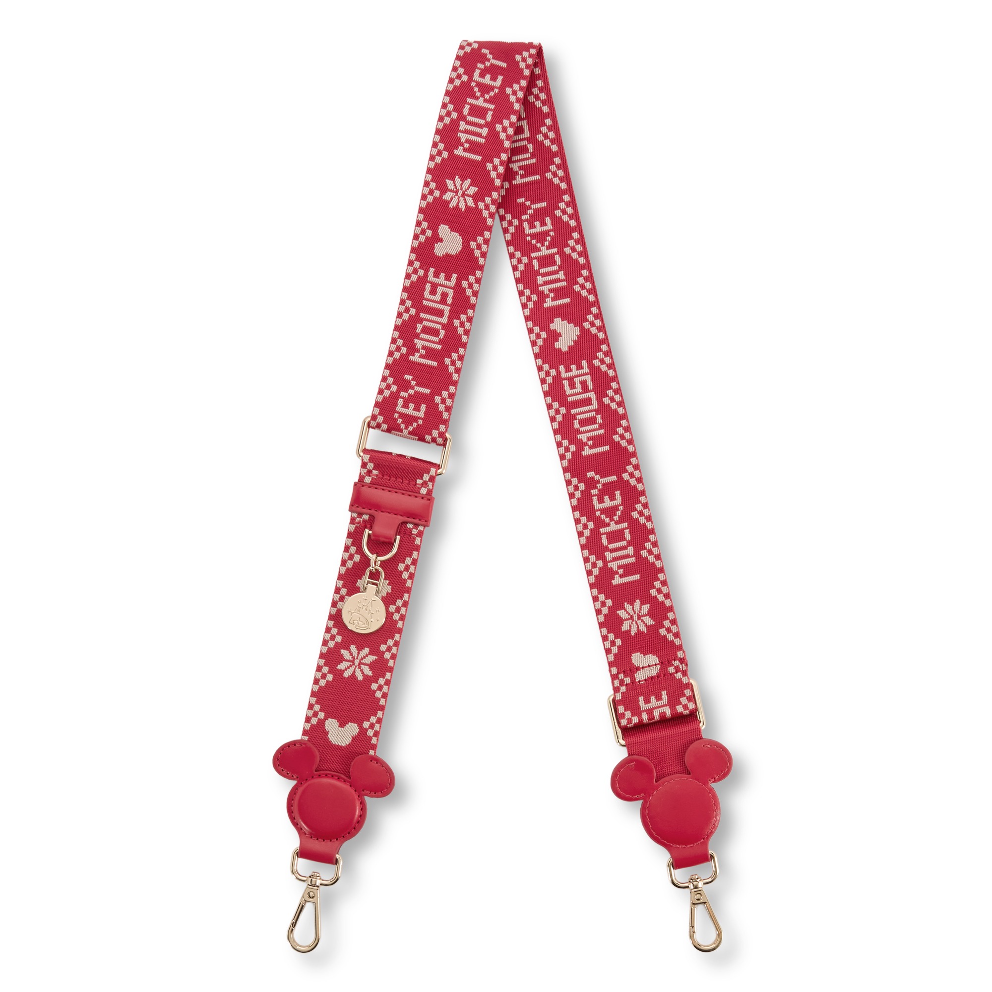 The red Mickey Mouse Fair Isle patterned bag strap