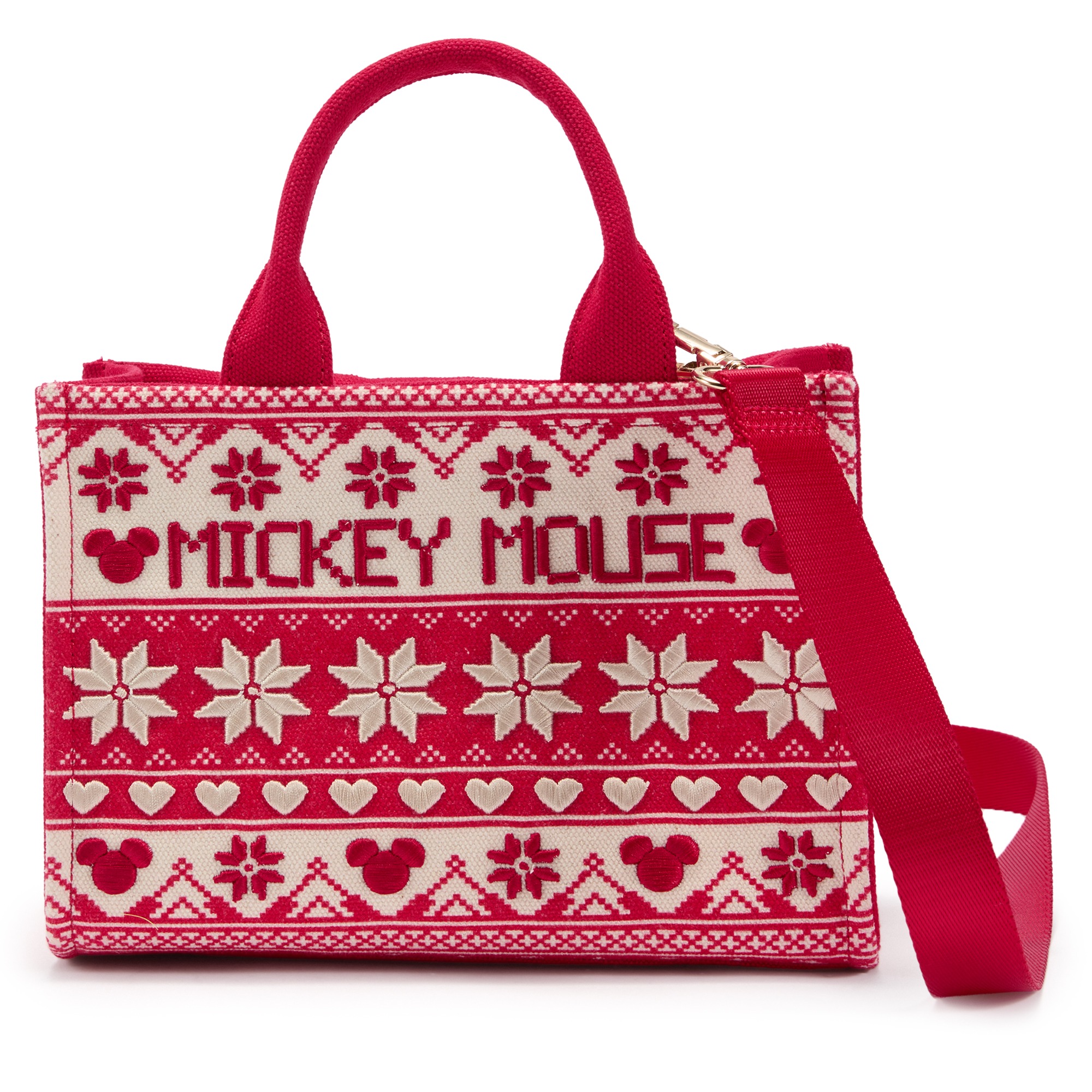 The red Mickey Mouse Fair Isle mini tote with its solid red strap