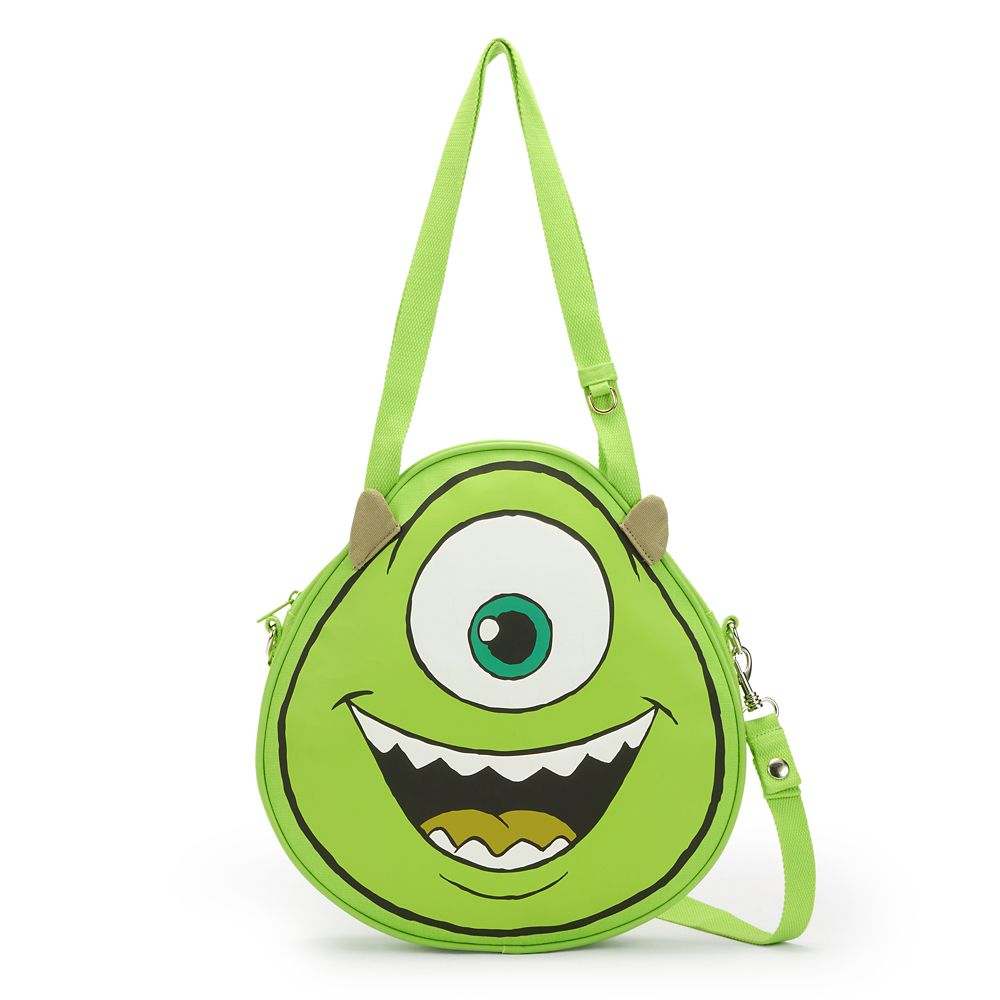 Green Mike Wazowski Big Face canvas mini tote with handles and shoulder strap