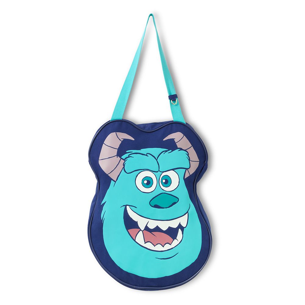 Blue Sulley Big Face canvas tote with turquoise carry straps