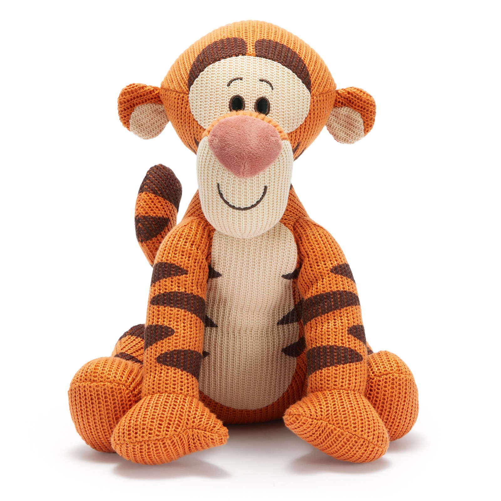 Side view of the Tigger knit plush