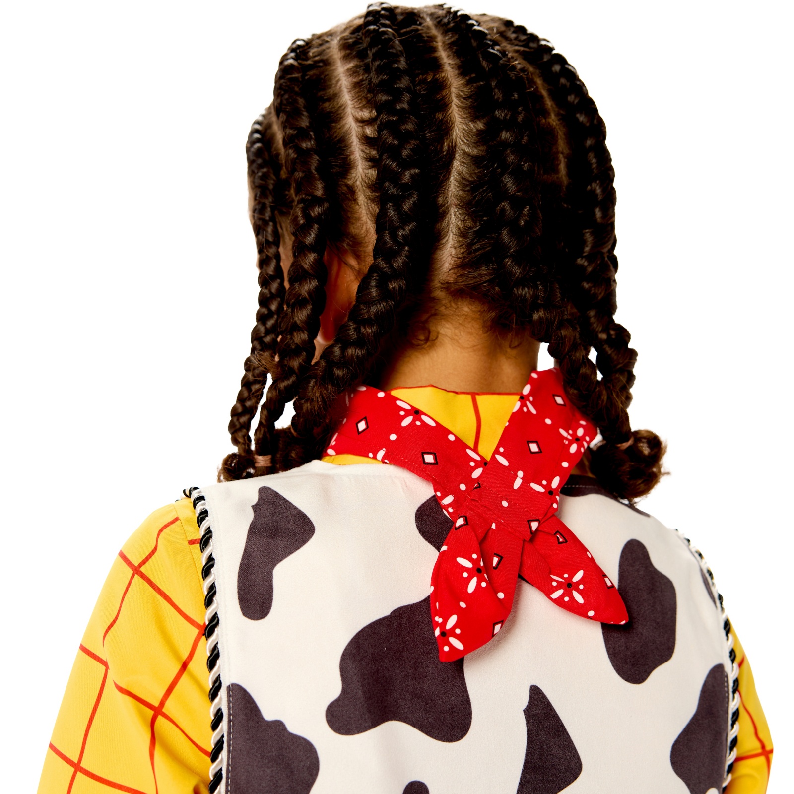 Back close-up of the Woody costume bandana and vest