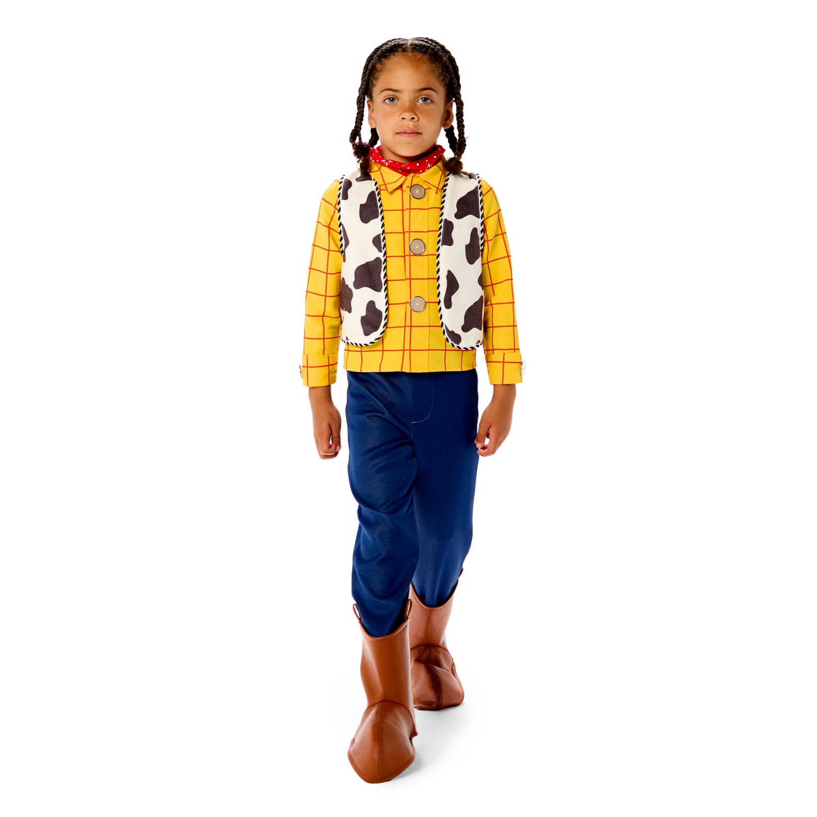 Child wearing the Woody costume from Toy Story