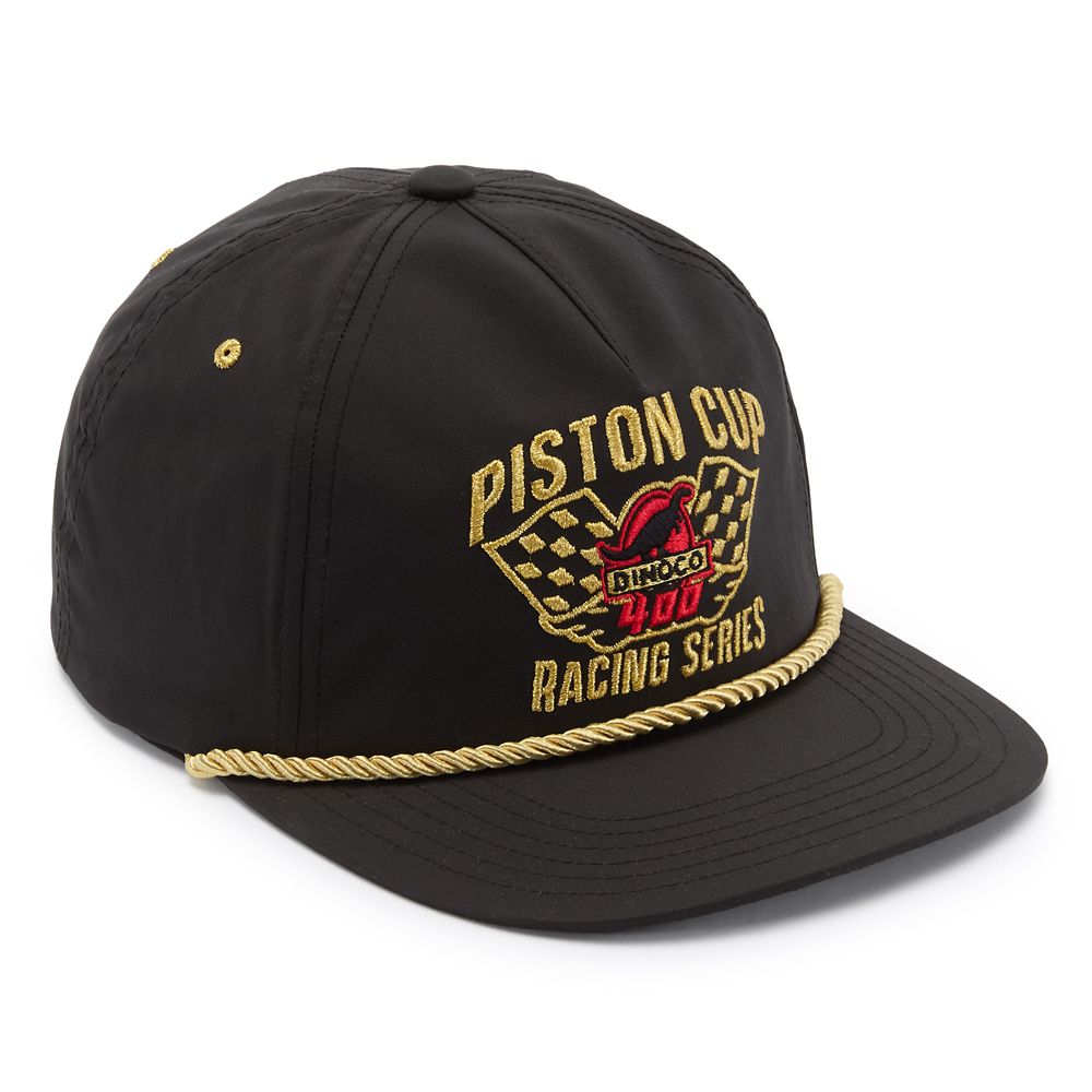 Black Dinoco 400 Piston Cup Racing Series baseball cap with gold embroidery
