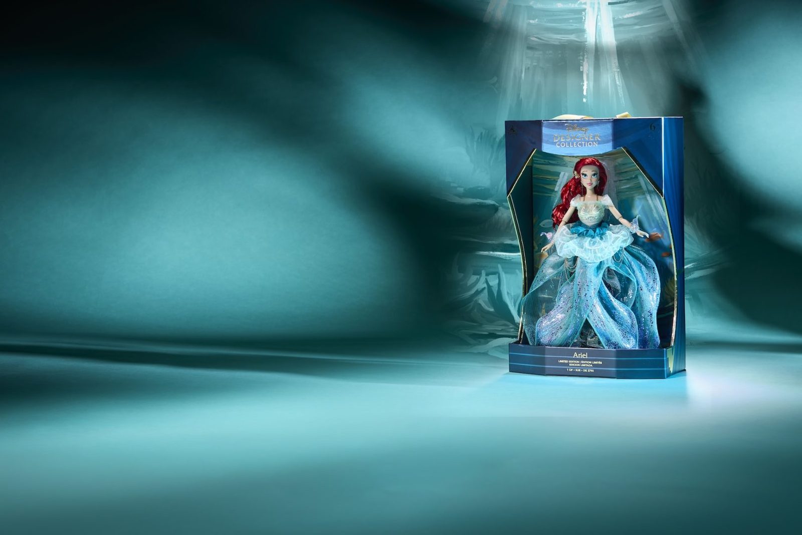 Ariel Designer Doll displayed in its presentation box