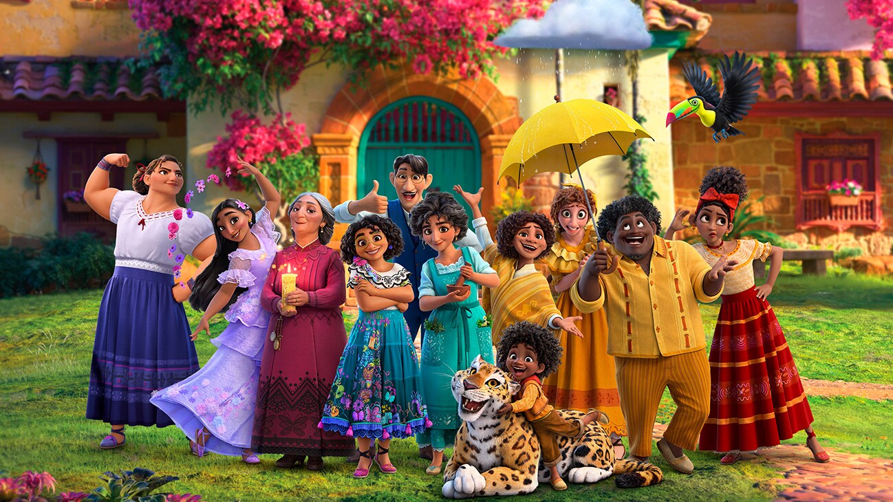 The Madrigal family outside their magical home in Encanto