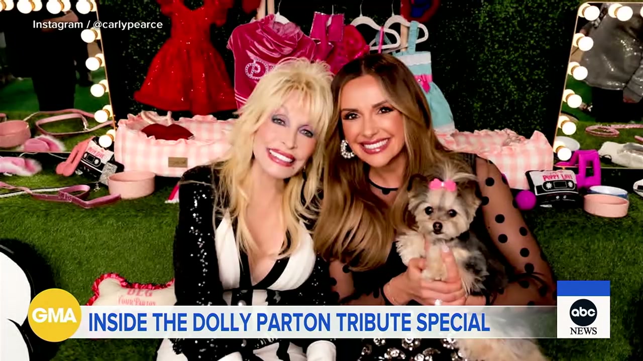 Dolly Parton and Carly Pearce in a photo shown during ABC’s official tribute segment