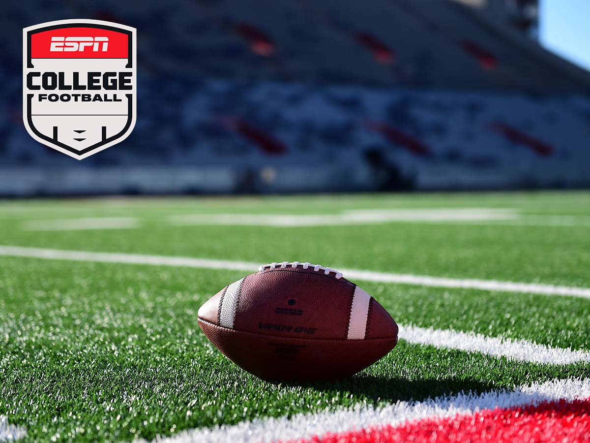 Football on a field in the official ESPN College Football sweepstakes image