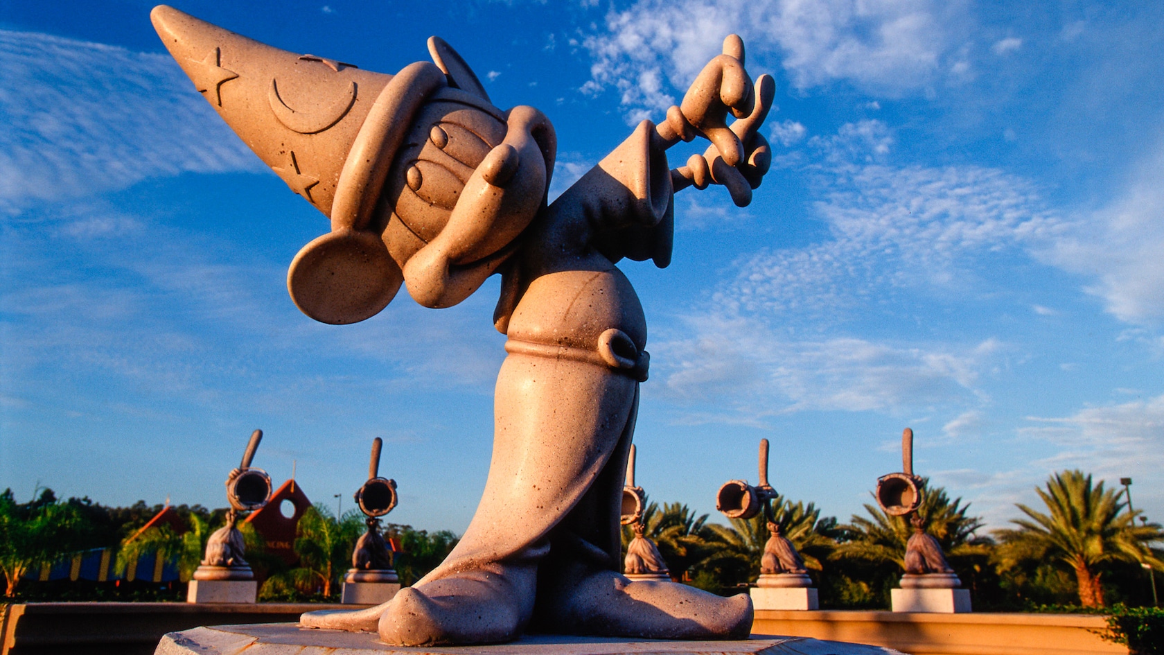 Sorcerer Mickey sculpture at Fantasia Gardens miniature golf
