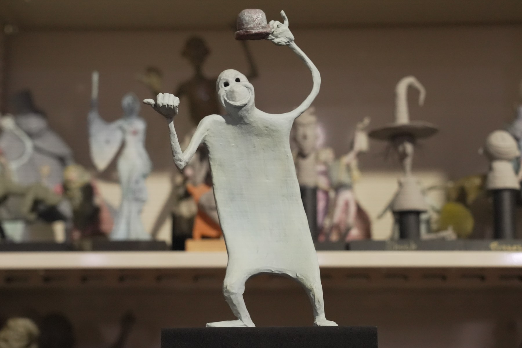 An unused sheet-ghost Hitchhiking Ghost maquette by Imagineer Jack Ferges