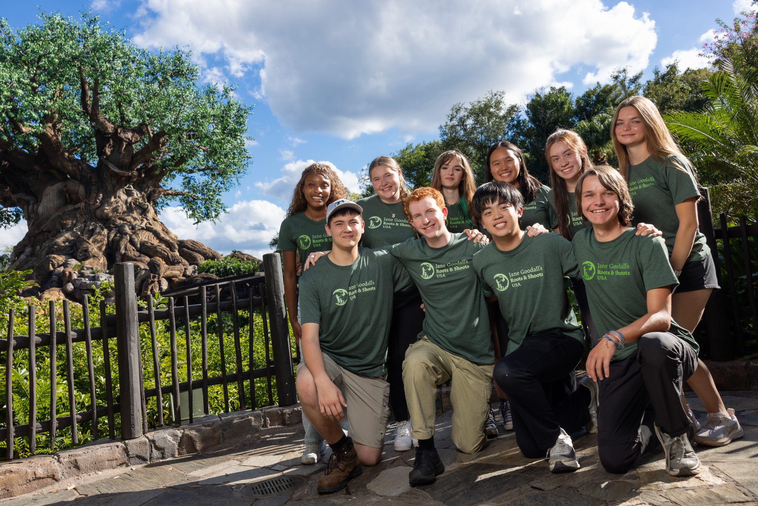 Ten Roots & Shoots youth conservation leaders at Disney’s Animal Kingdom