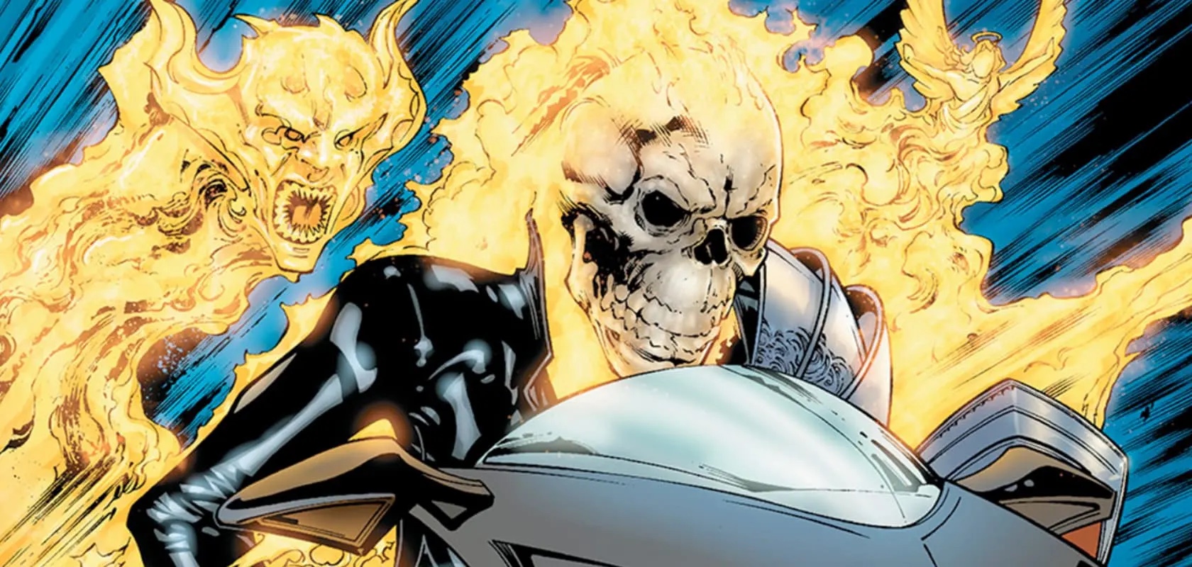 Marvel Comics illustration of Ghost Rider surrounded by flames