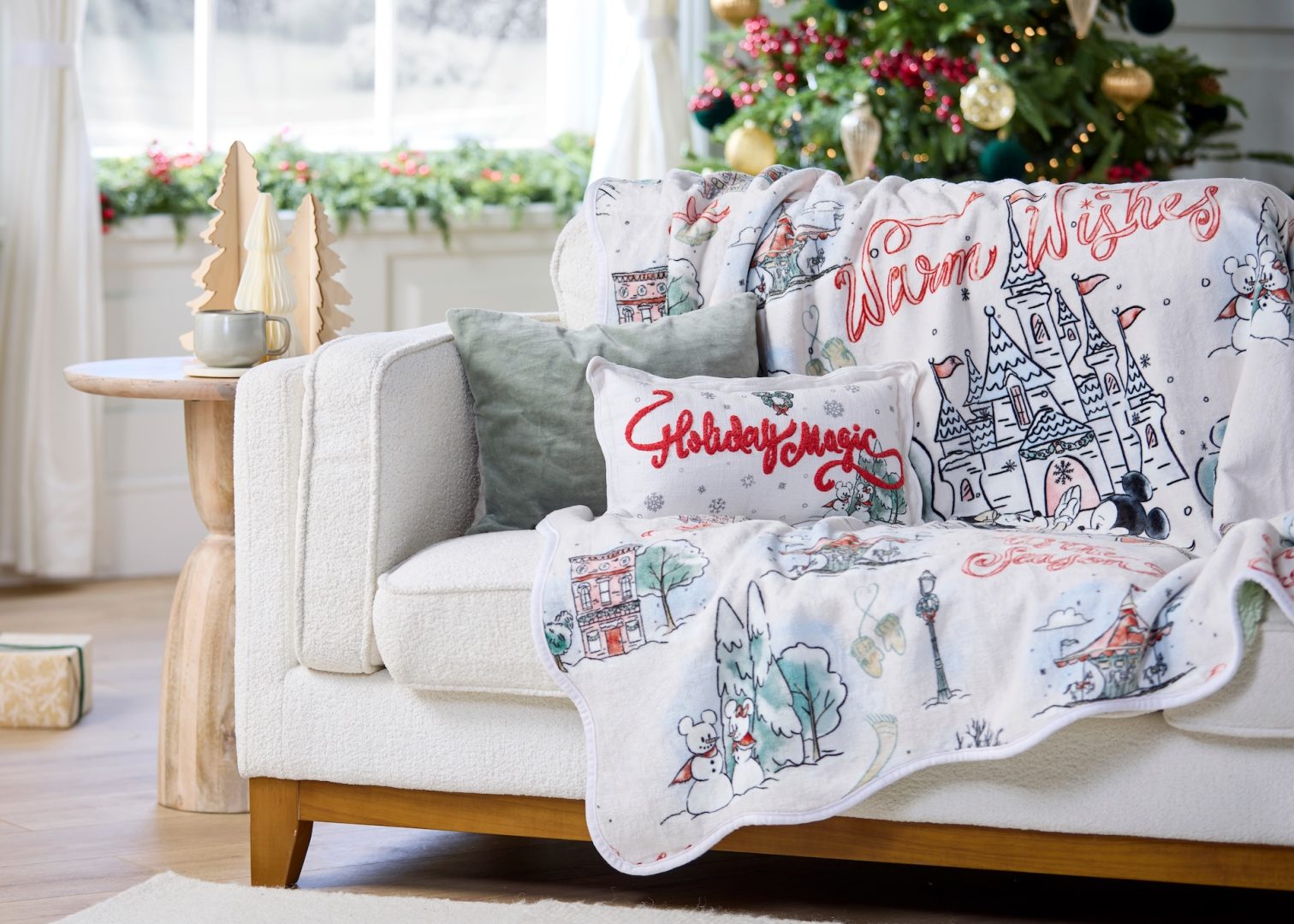 Disney Winter Wishes throw blanket and pillow