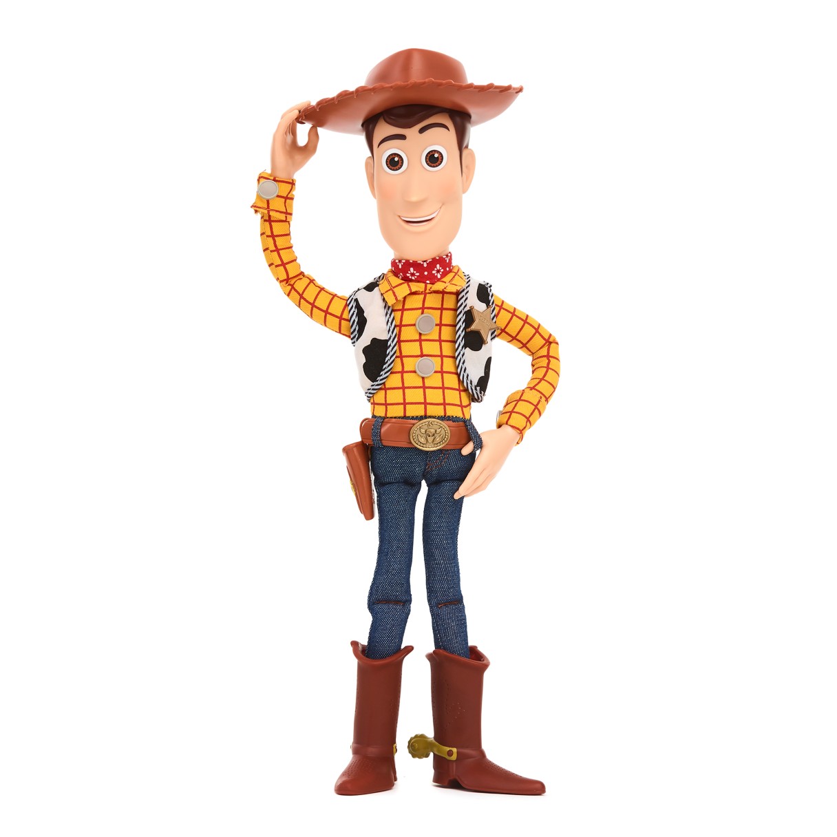 Woody interactive talking action figure standing against a white background