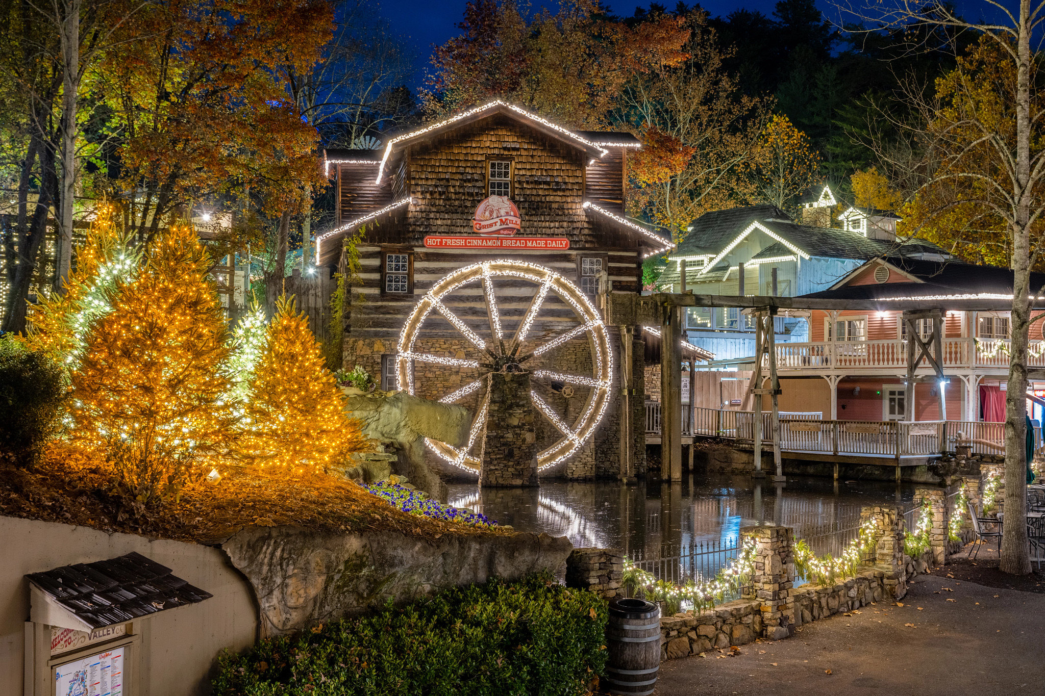 Dollywood Smoky Mountain Christmas lights around the park