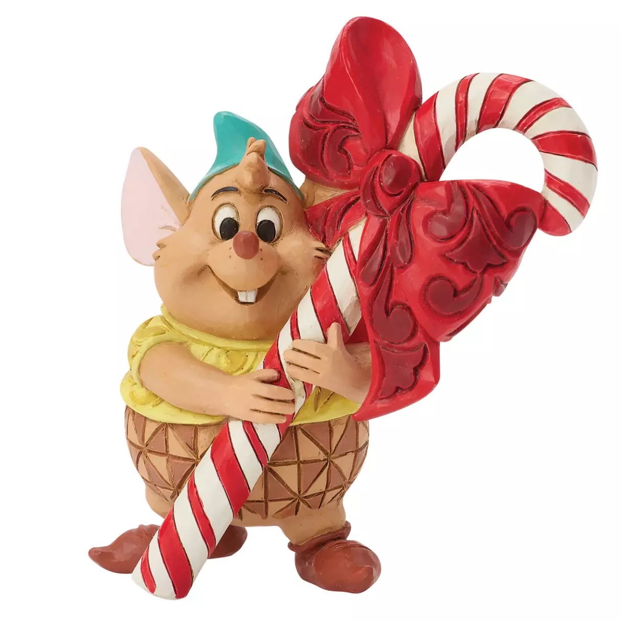 Gus carrying a candy cane in a Jim Shore Cinderella mini figure
