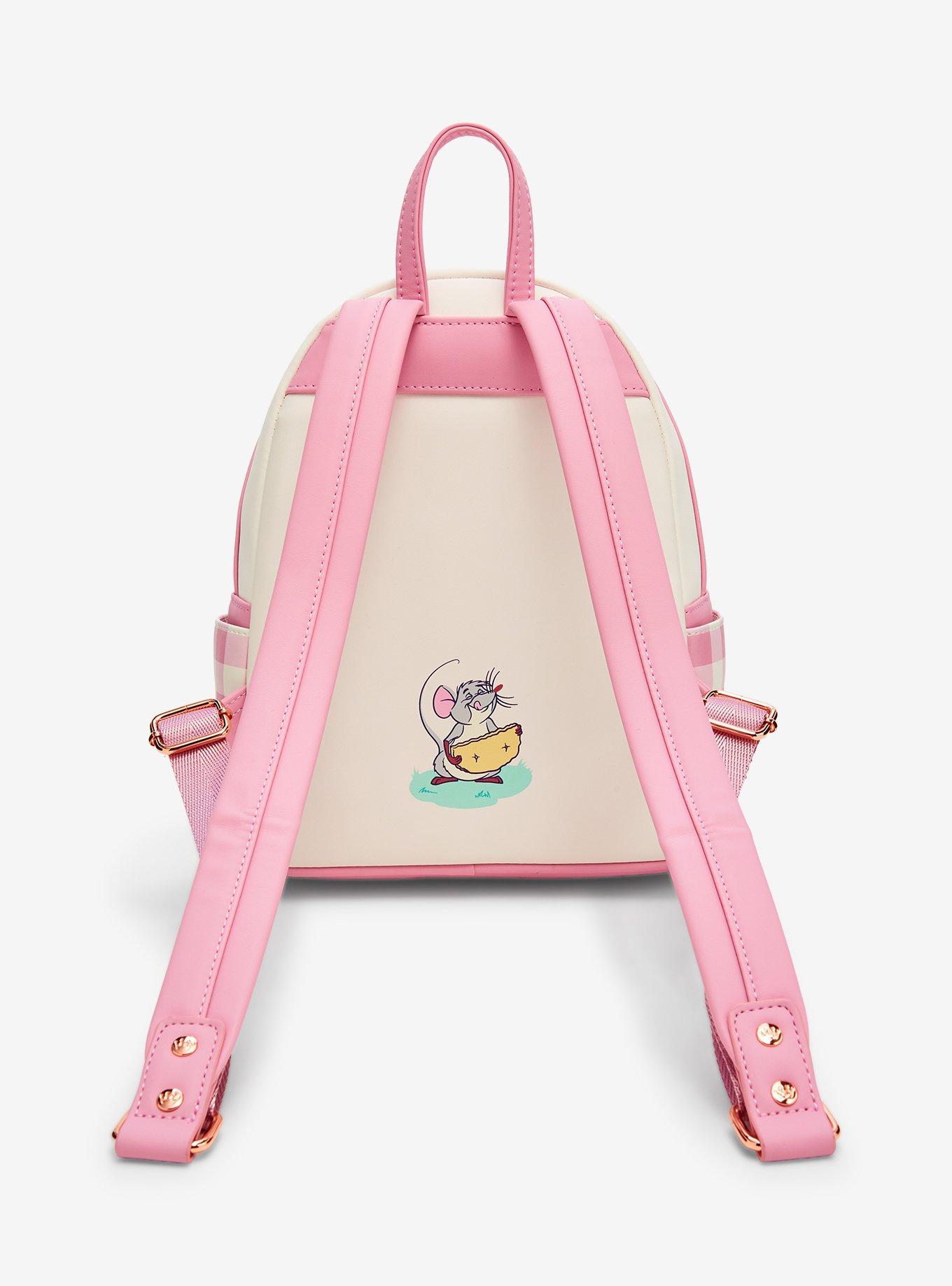 Back view of the Aristocats floral gingham Loungefly backpack
