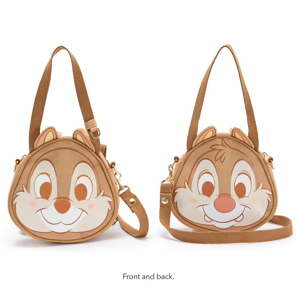 Chip and Dale sides of the canvas crossbody bag shown together