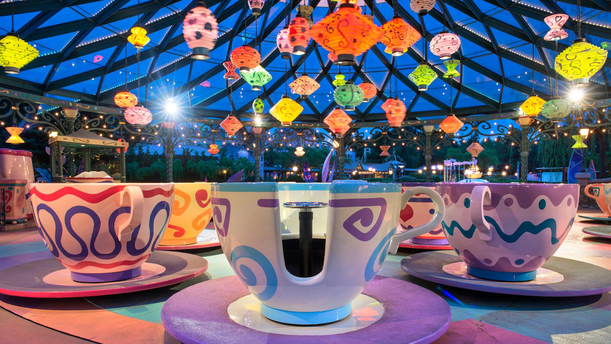 Official photo of Mad Hatter’s Tea Cups at Disneyland Paris