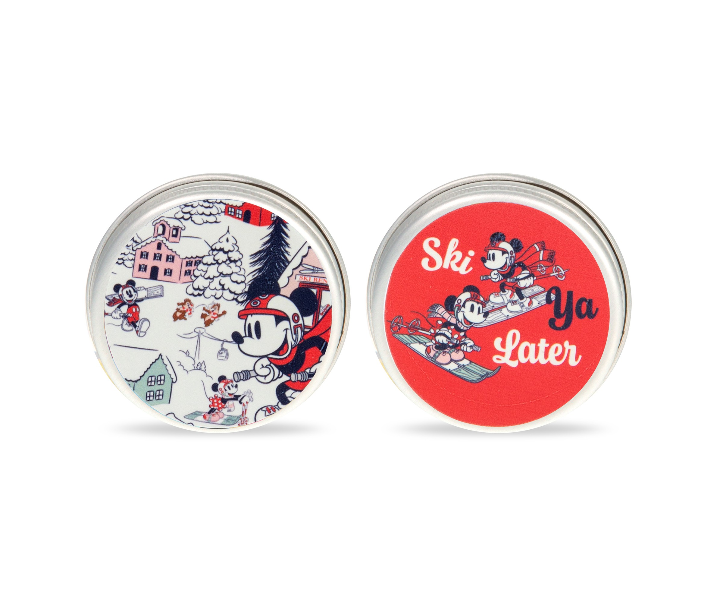 Mickey and Friends raspberry and peppermint lip balm tins