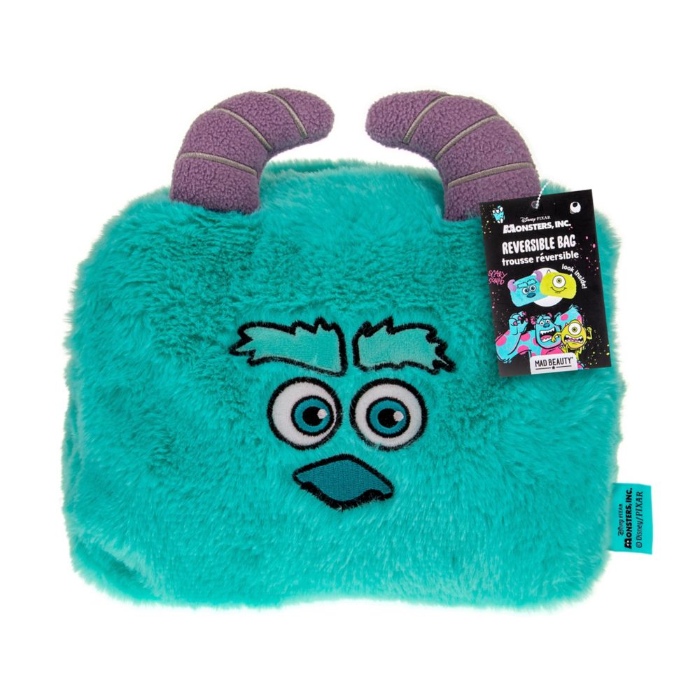 Plush Sulley side of the reversible Monsters, Inc. cosmetic bag
