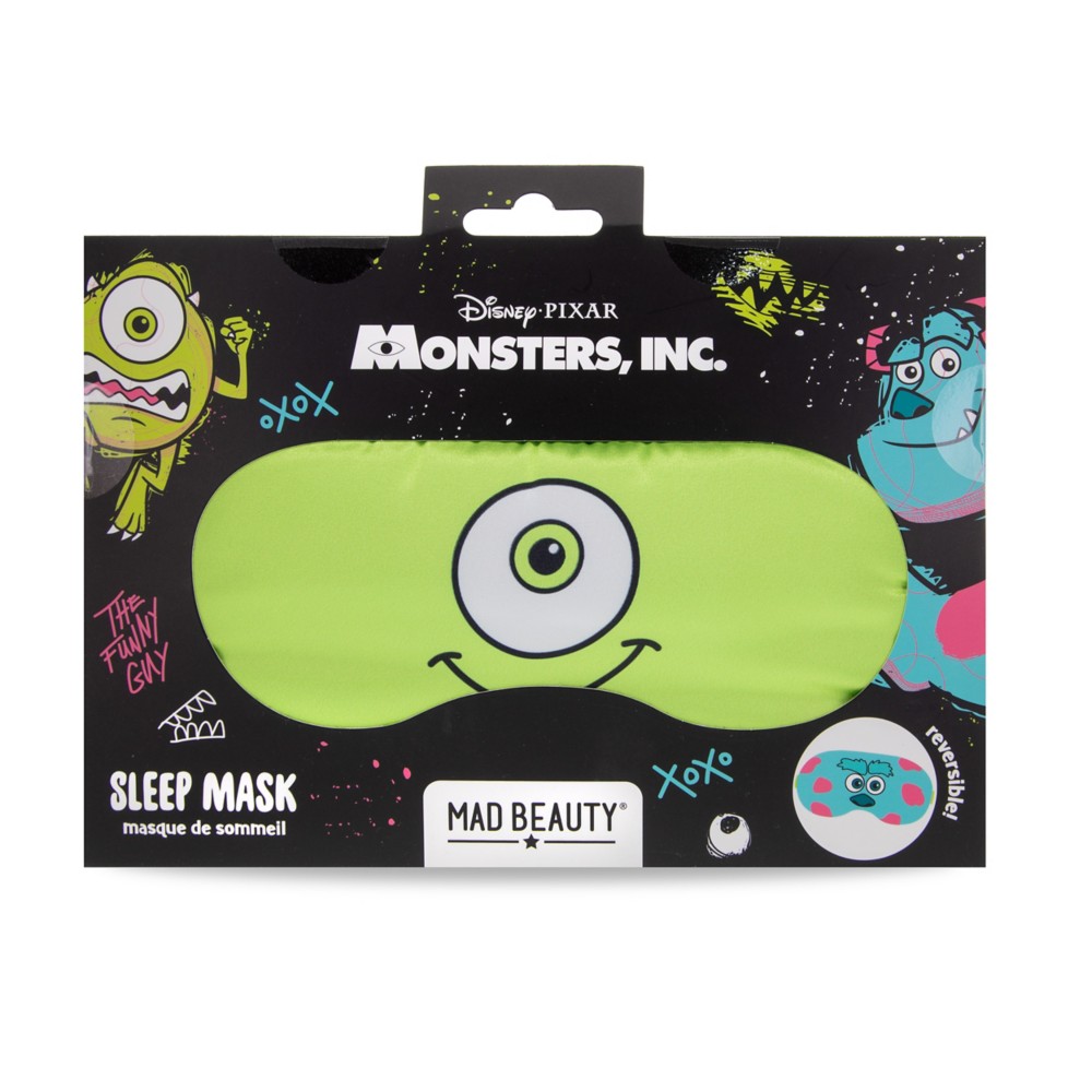 Monsters, Inc. Mad Beauty reversible sleep mask in its retail package