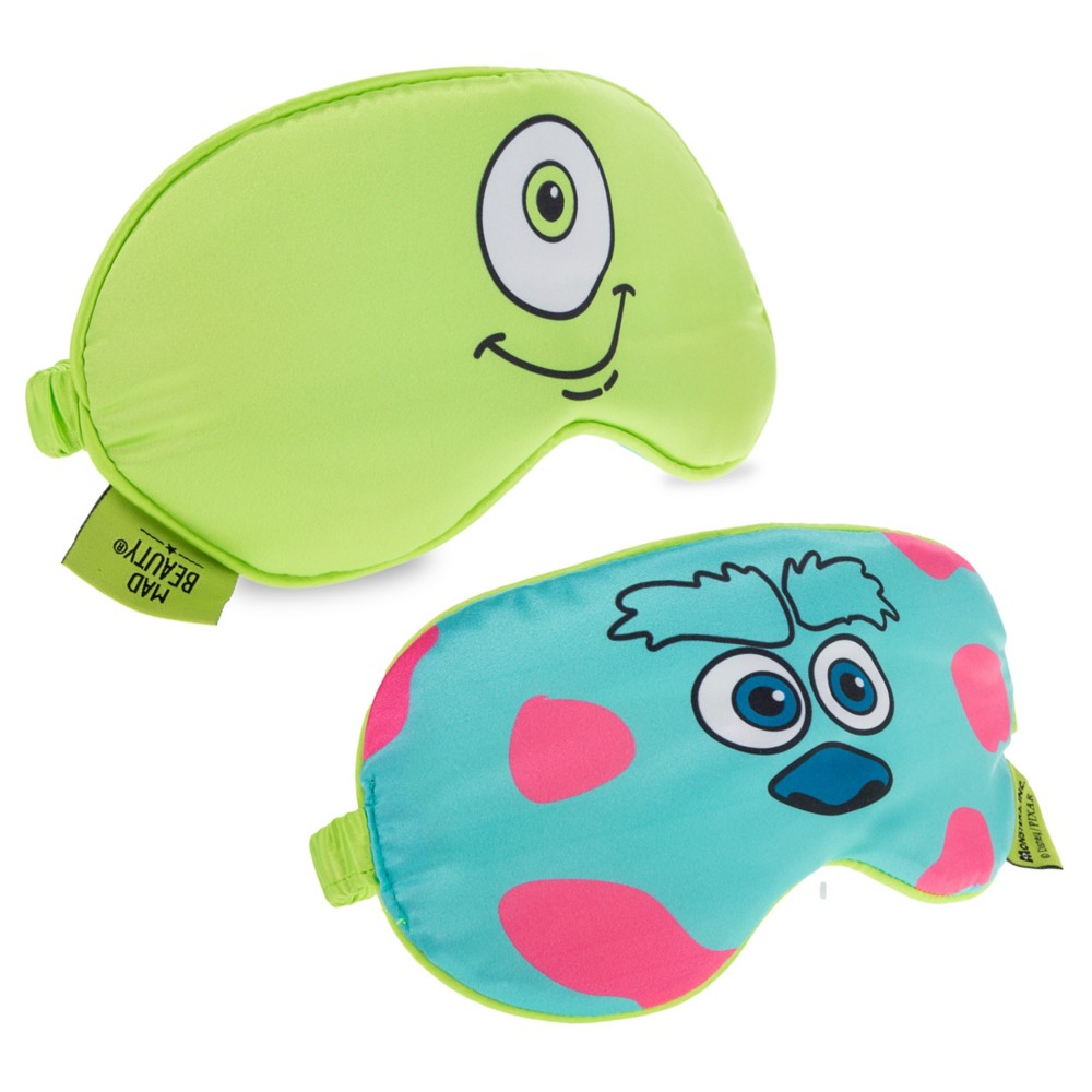 Mike Wazowski and Sulley sides of the reversible Monsters, Inc. sleep mask