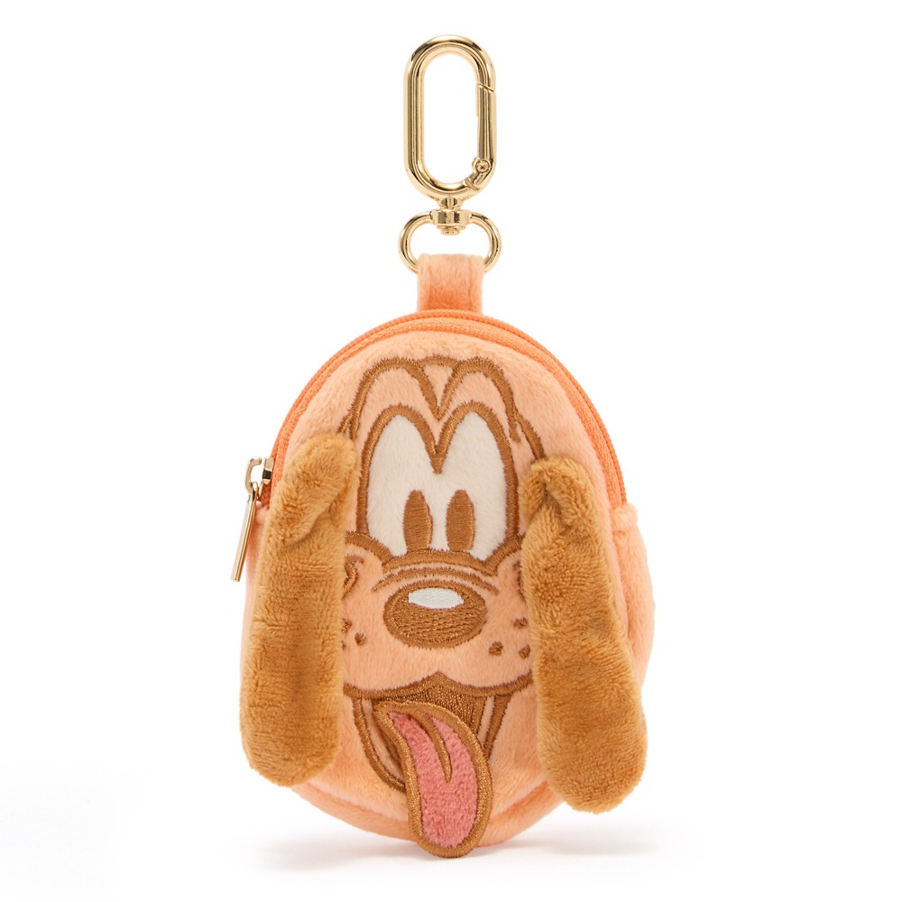 Pluto plush coin purse bag charm with floppy ears and a 3D tongue