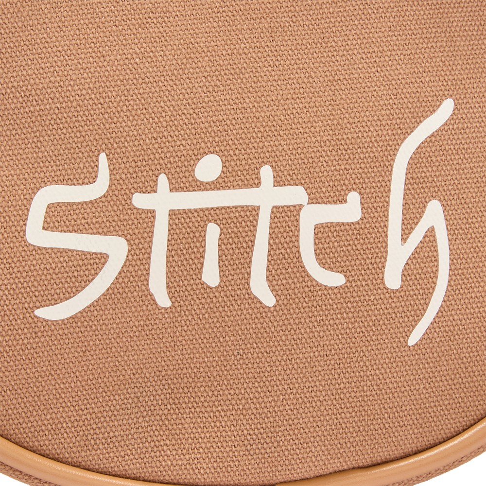 Close view of Stitch screen art on the back of the bag