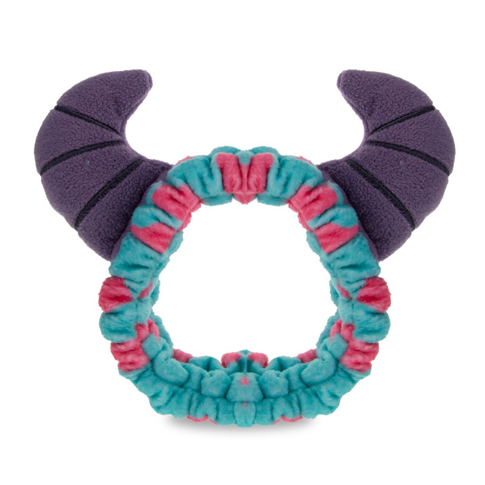 Plush Sulley cosmetic headband with teal spots and oversized purple horns