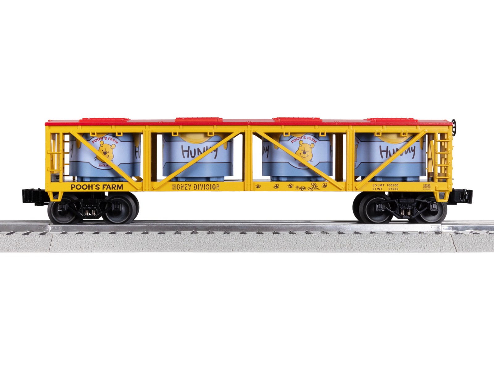Winnie the Pooh Lionel boxcar with four hunny vats