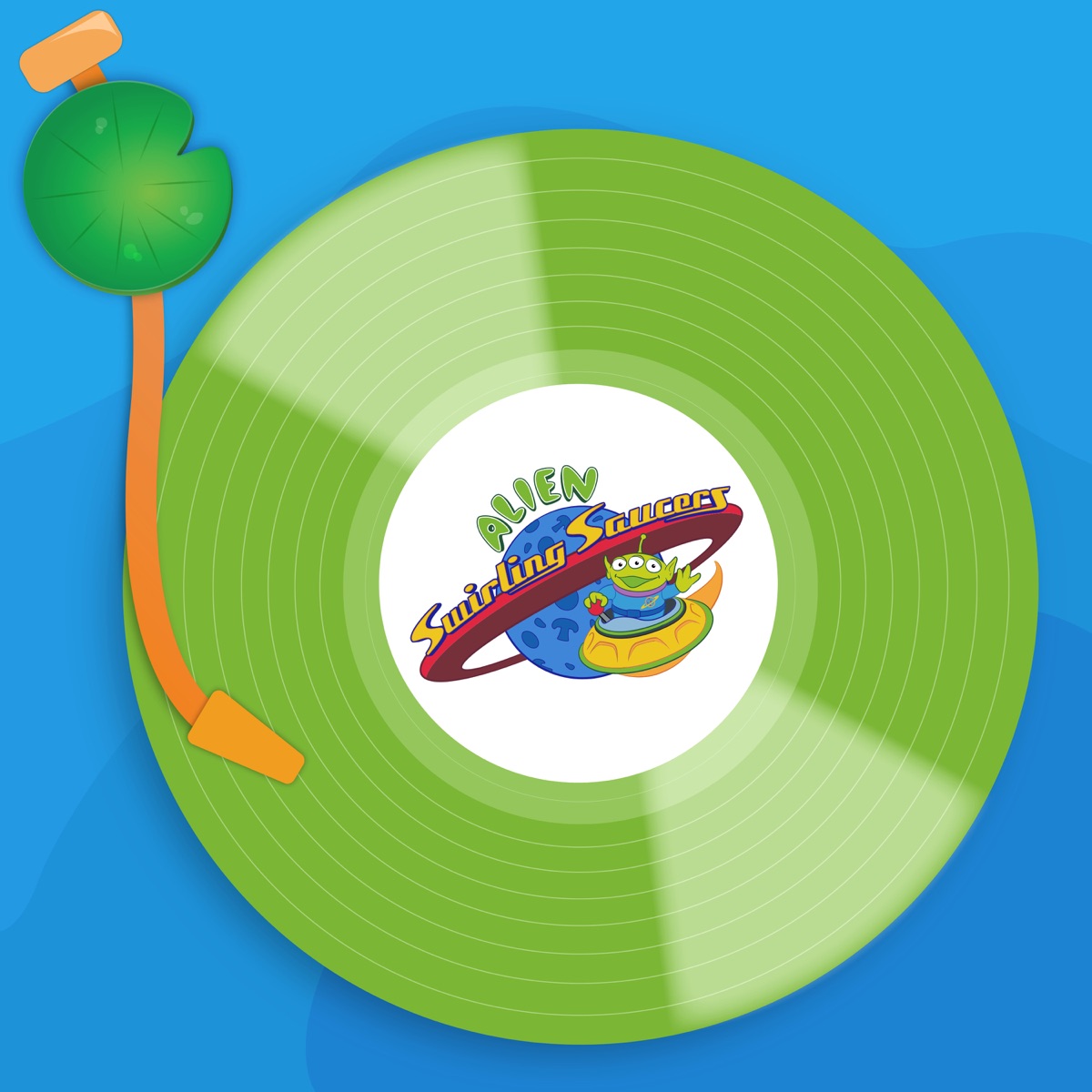 Alien Swirling Saucers: Lilypad’s Jams album cover designed as a green record player