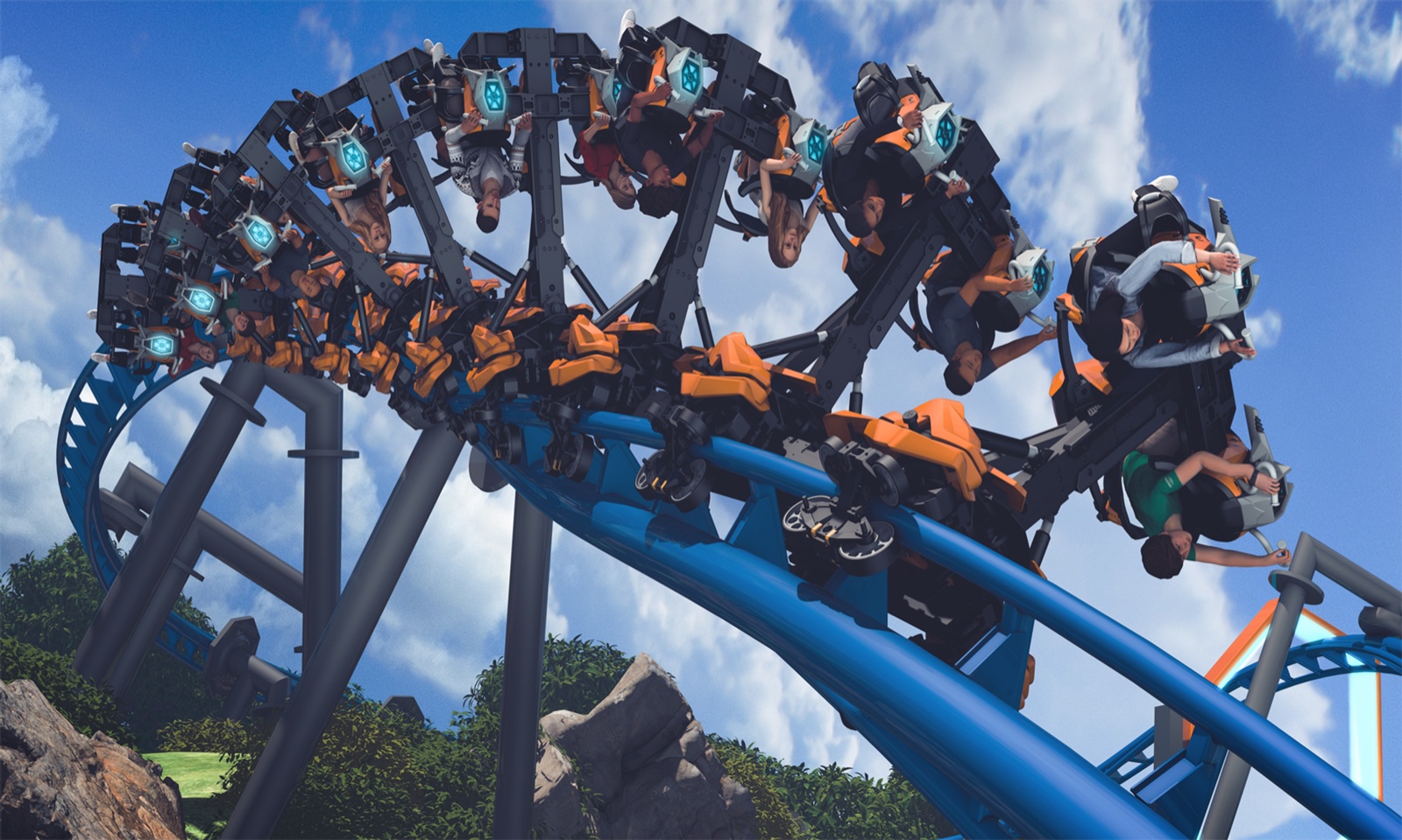 Official Thrill Glider concept art from Six Flags Magic Mountain
