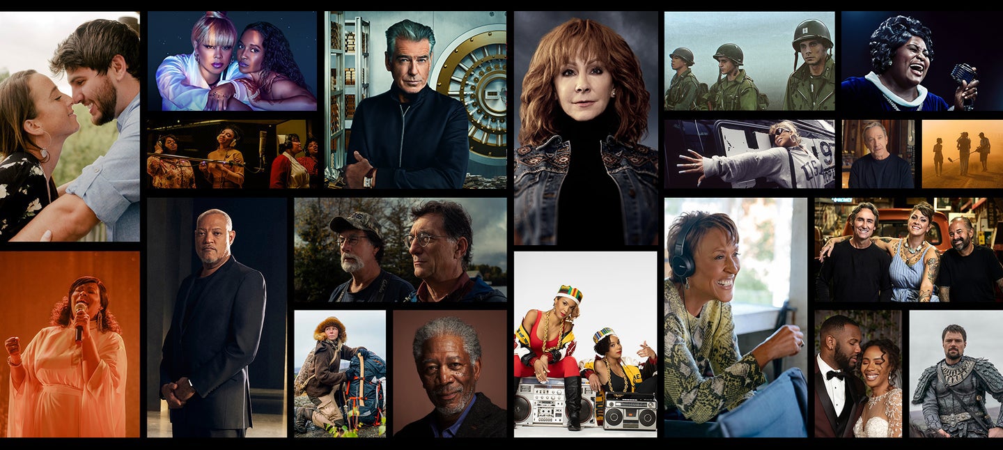 A collage of programs and talent from A+E Global Media brands