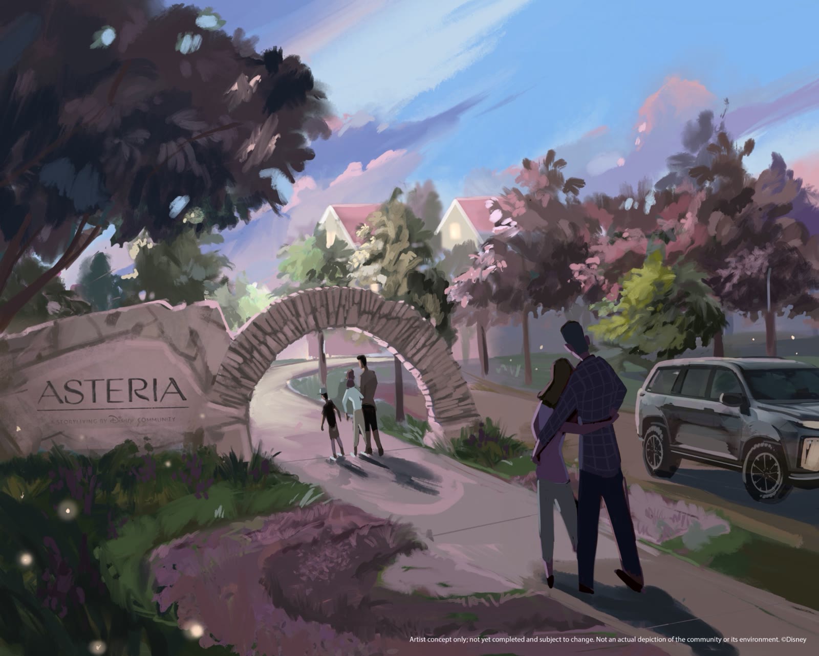 Disney concept art showing the entryway to Asteria near Raleigh