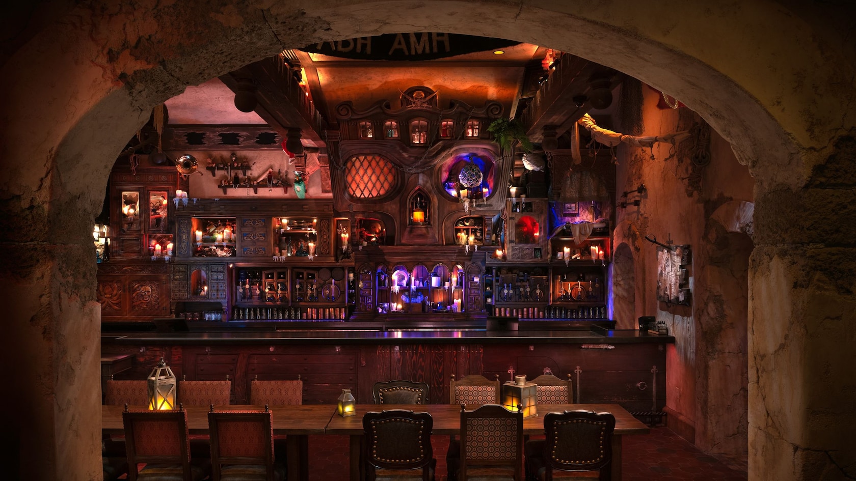 The main bar inside The Beak and Barrel before barstools were added
