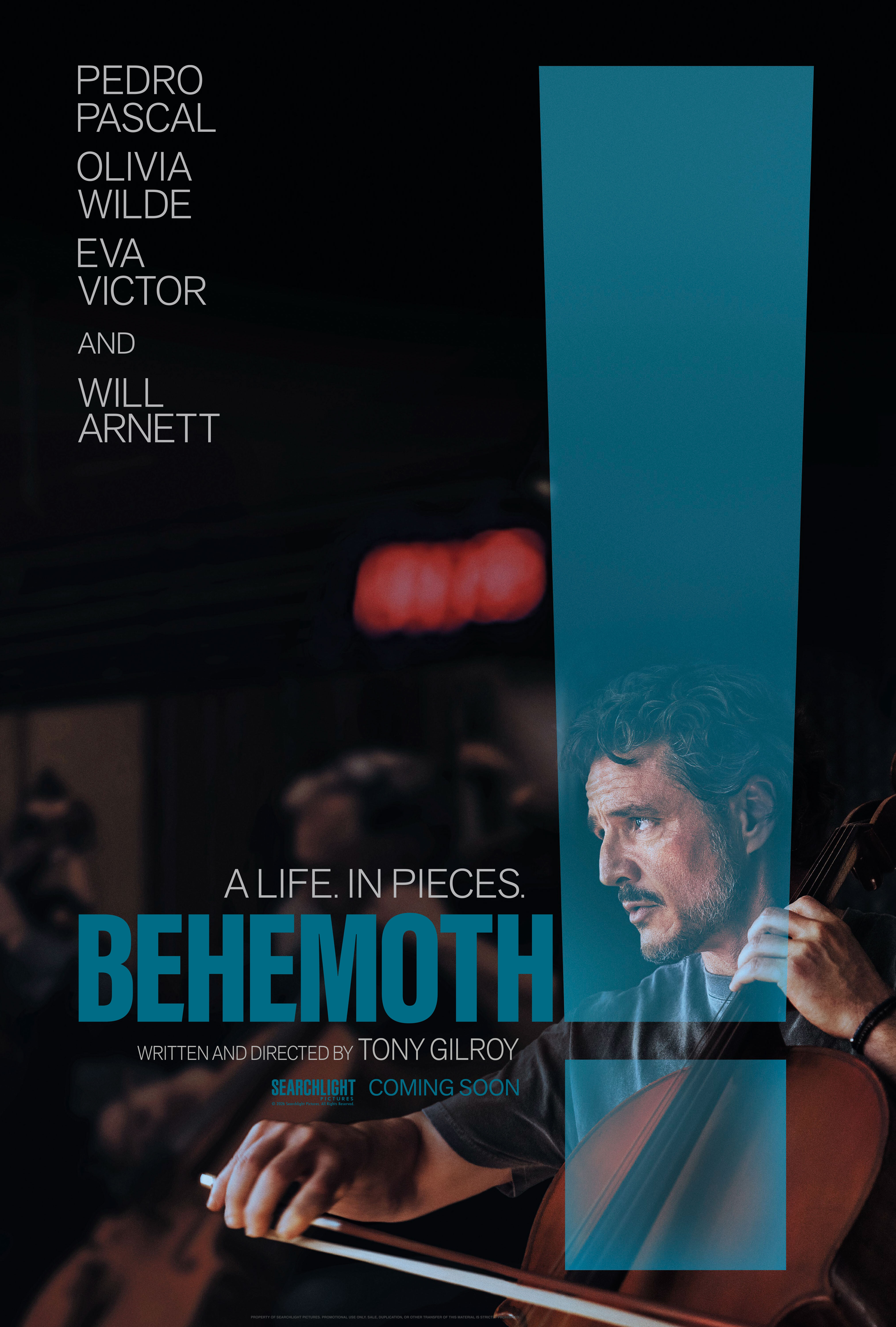 Official Behemoth! poster showing Pedro Pascal playing a cello