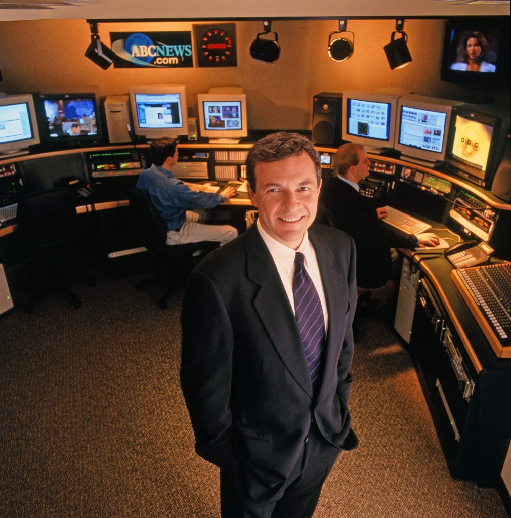 Bob Iger stands inside an ABC broadcast control room in 1999