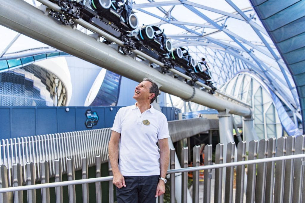 Bob Iger looks up inside the Disney Plus production center
