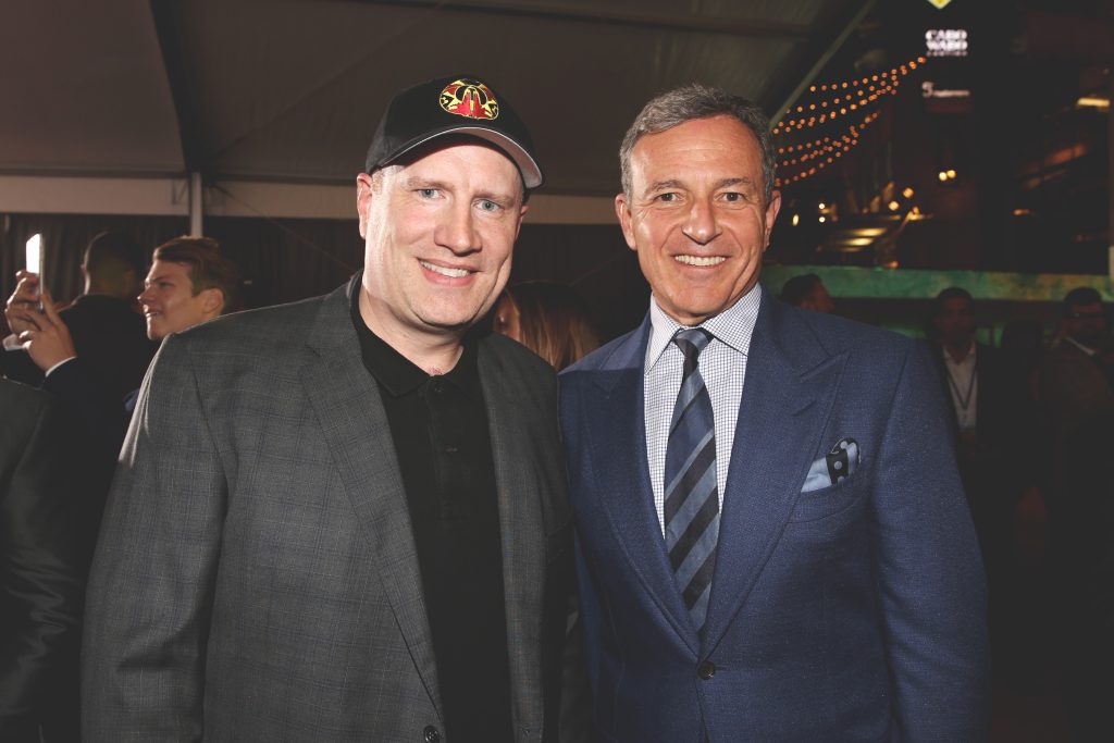Kevin Feige and Bob Iger stand together at Walt Disney World
