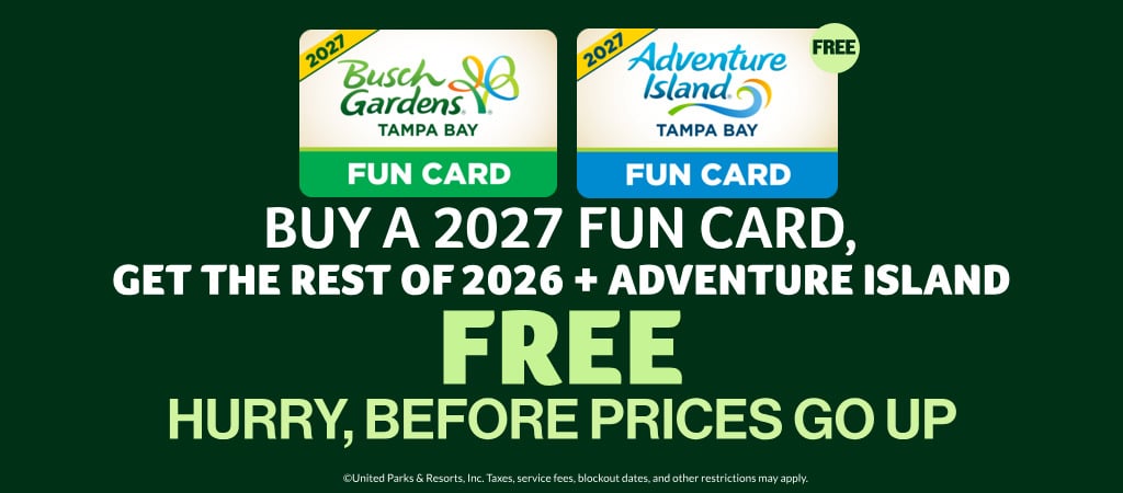 Busch Gardens Tampa Bay and Adventure Island 2027 Fun Card offer