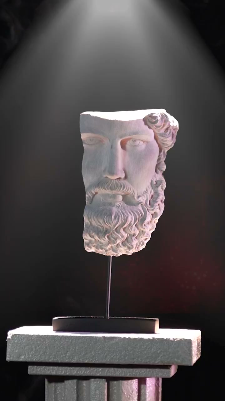 A cursed artifact stands on a pedestal in a dark museum display at Busch Gardens Williamsburg