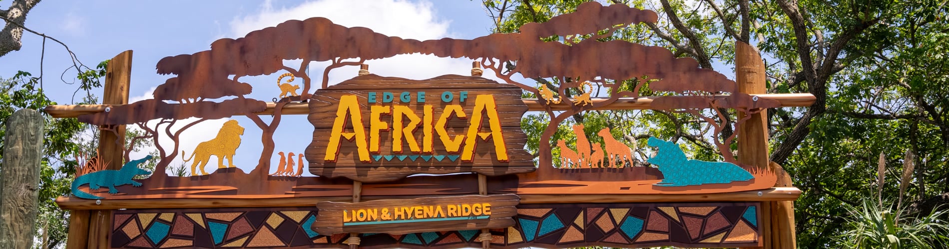 The Edge of Africa Lion and Hyena Ridge entrance at Busch Gardens Tampa Bay
