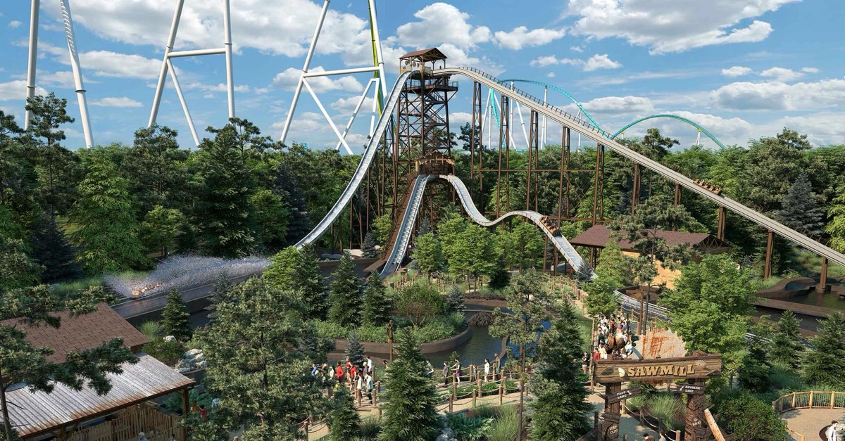Official concept art for Rip Roarin' Falls at Carowinds