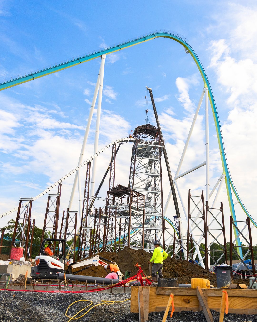 Rip Roarin' Falls construction beneath Fury 325 at Carowinds